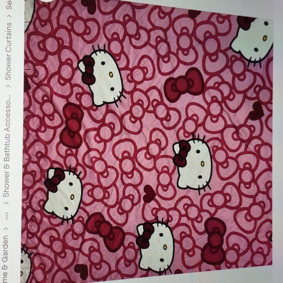 Hello Kitty Pink Shower Curtain 72" x 72" Cotton Fabric Bows Polka Dots Pink AOP - Picture 4 of 11